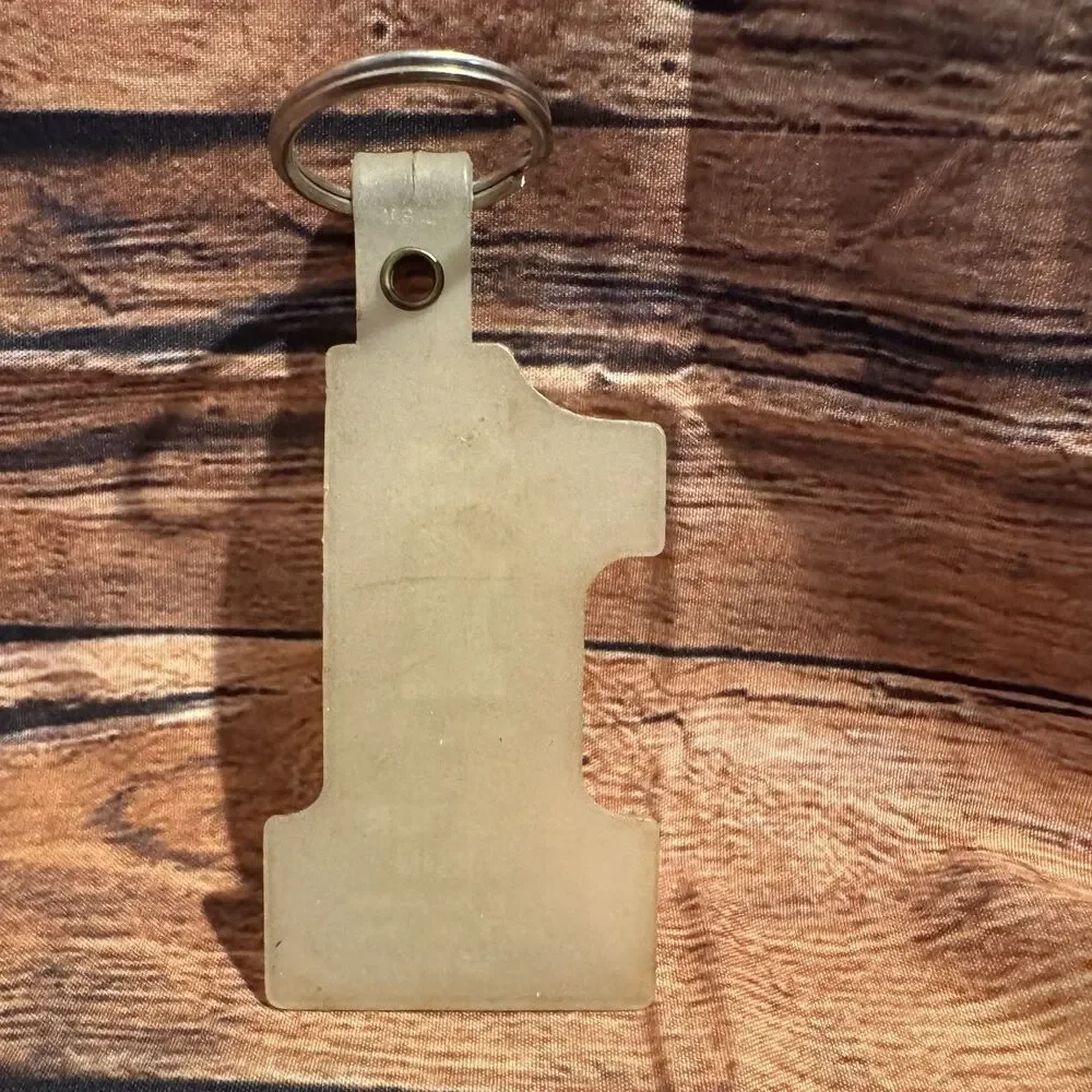 Vintage Meador Drug Keychain Erick Oklahoma Route 66 Pharmacy Advertising Vinyl